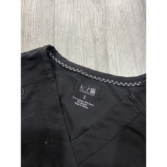 Koi Basics Womens Stretch Scrub Black V Neck Short Sleeve Pockets Size S - Picture 5 of 6